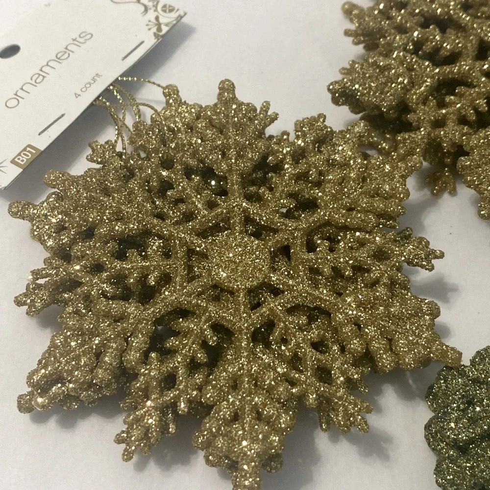 24 Glitter Snowflake Ornaments Set